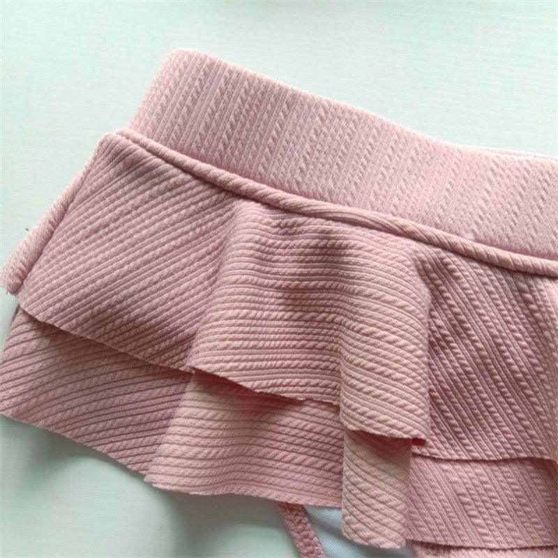 Rosé Ruffle Bikini Skirt Set