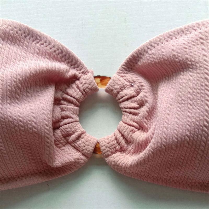 Rosé Ruffle Bikini Skirt Set