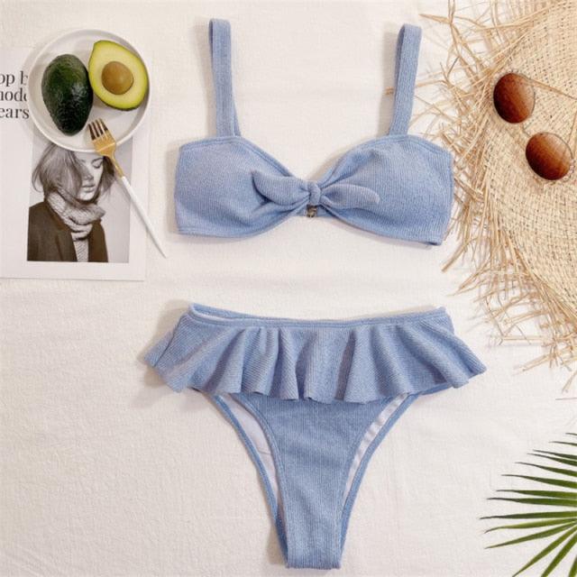 Rosé Ruffle Bikini Skirt Set